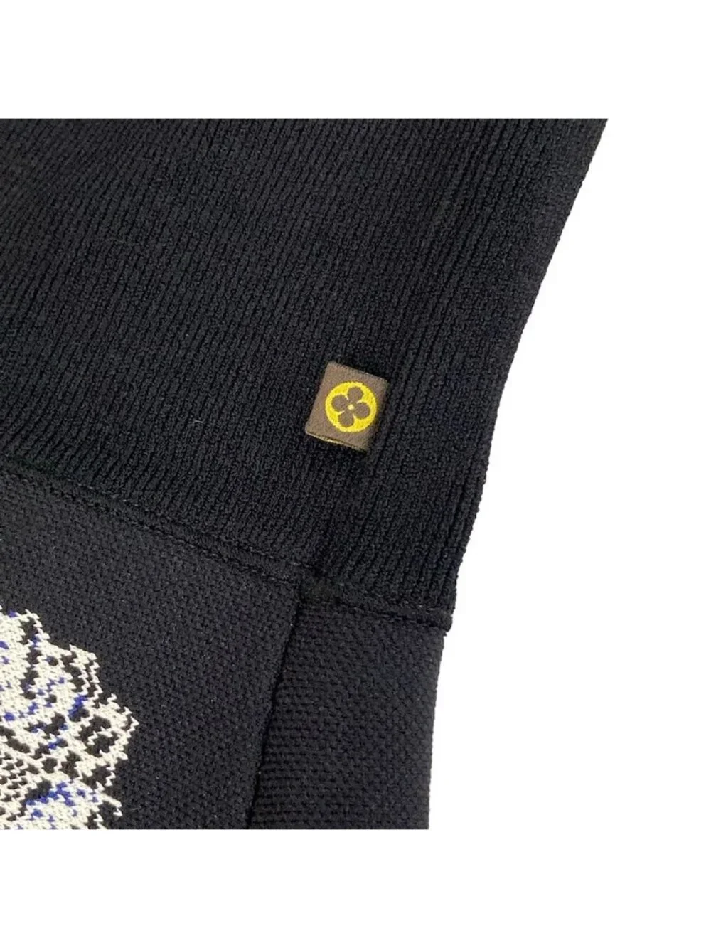 Louis Vuitton Dress Dlq Black White Navy Crew Neck Sleeveless Knee-length M
